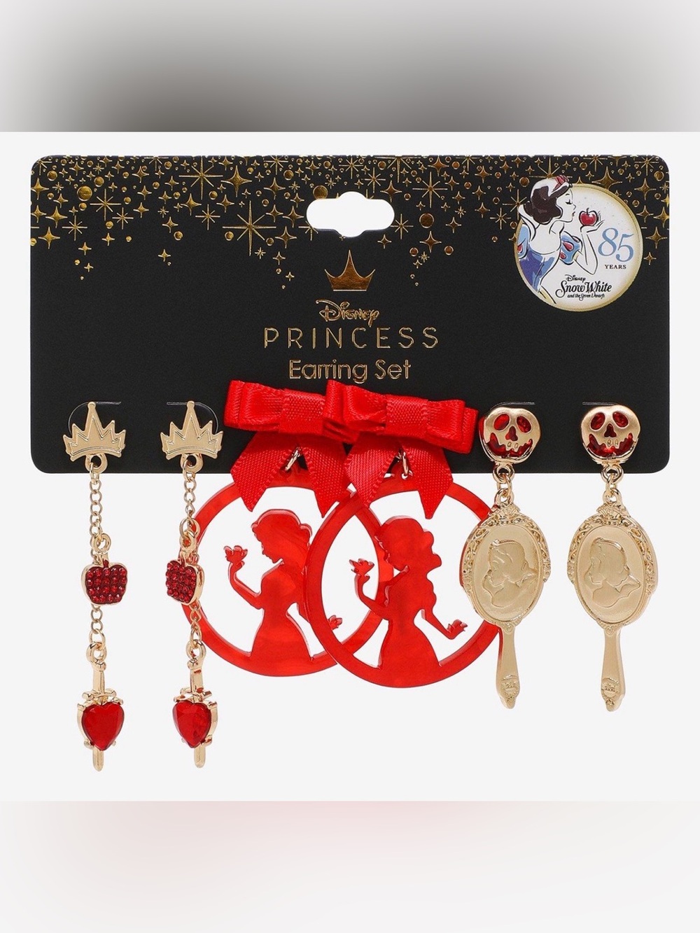 NWT Neon Tuesday Disney Princess Snow White red earring set 3 pack